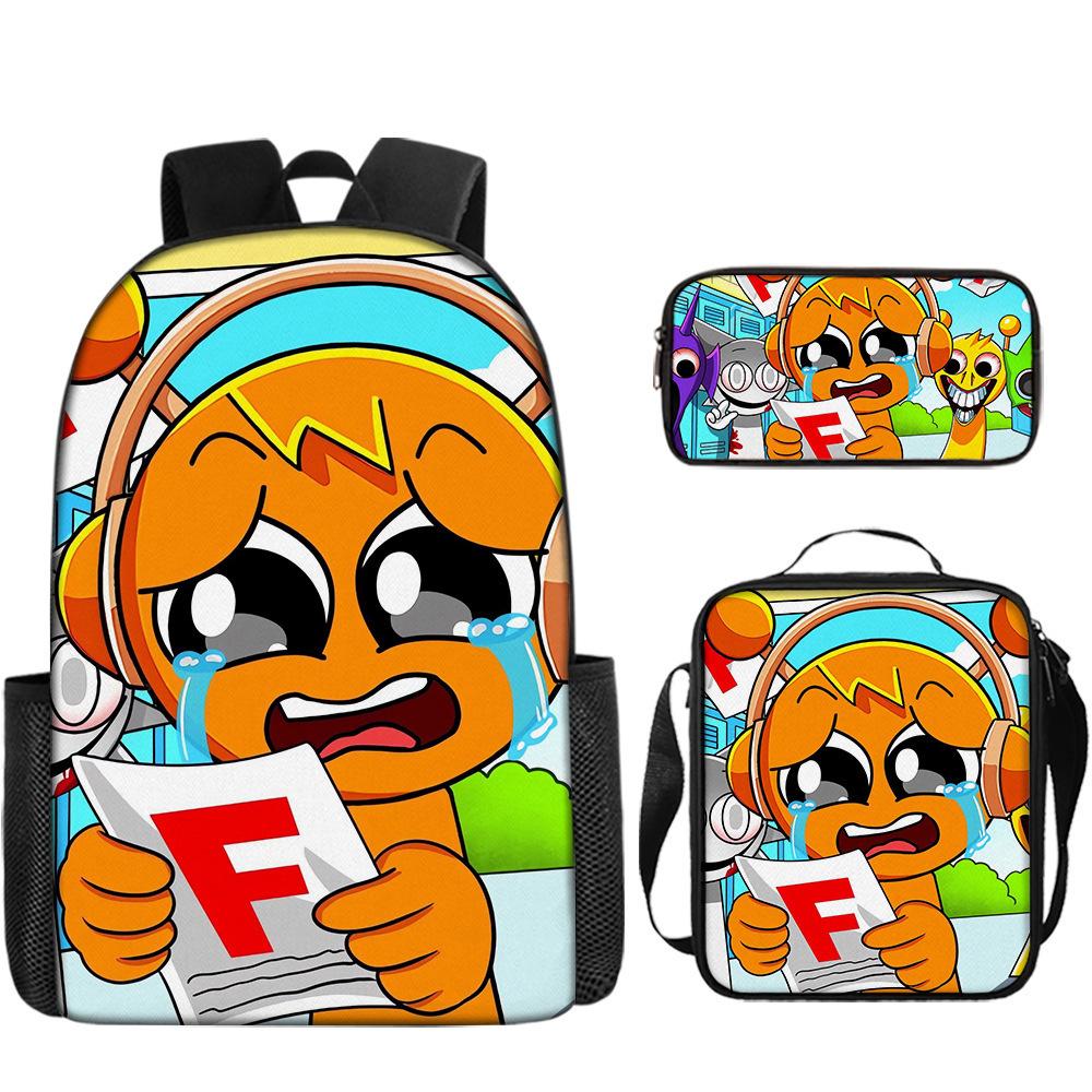 Rhythm Box Sprunki Student School Bag Backpack Backpack Three-Piece Set