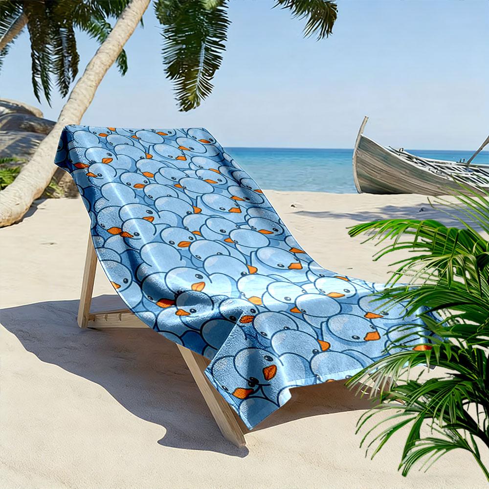 Whimsical blue duck ocean Print beach towel, quick drying, suitable for travel, outdoor sports, jogging, the beach and swimming, gift