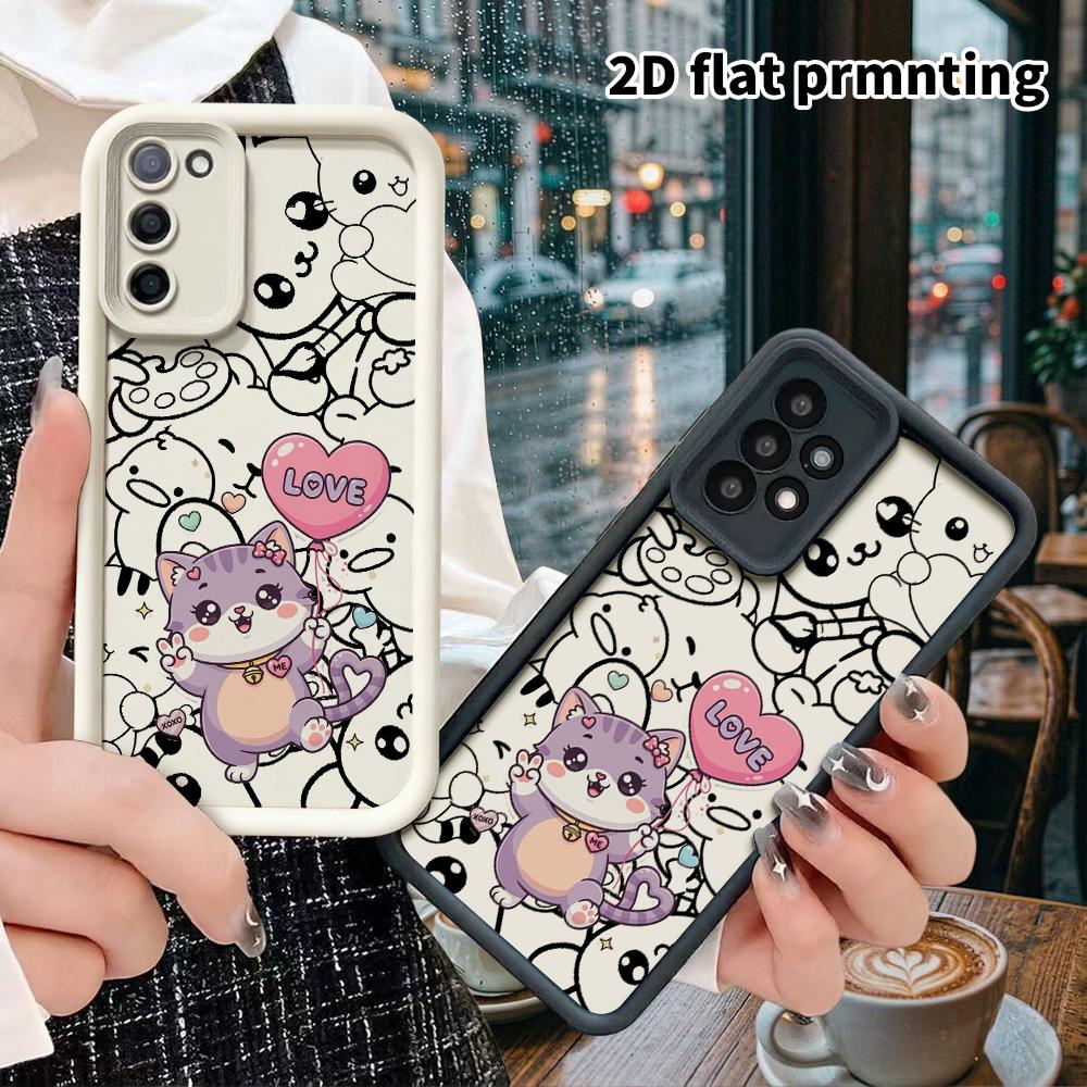 Phone case: 2D flat, suitable for Samsung Galaxy A34 A35 M05 M06 S20 S22 S21 FE Plus 5G protective case, purple heart, perfect Christmas and Halloween