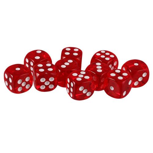 [Generic] Set of 10 Tabletop Role-Playing Game Acrylic Toy Six-Sided Dice, D6, 10 Colors - Red