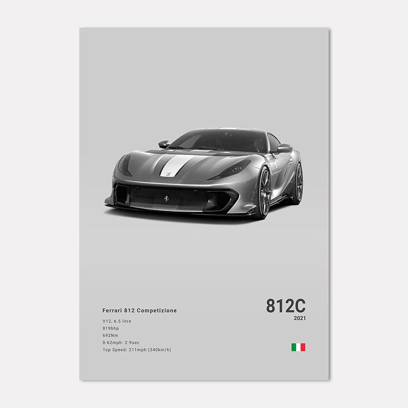 Famous Cars 812 458 296 Canvas Wall Art Print Poster 599XX SP3 F8 Decoration Mural Modern Home Decor Birthday Gift Unframed