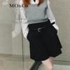 MO&Co. Wool Blend A-line Pleated Shorts with Belt