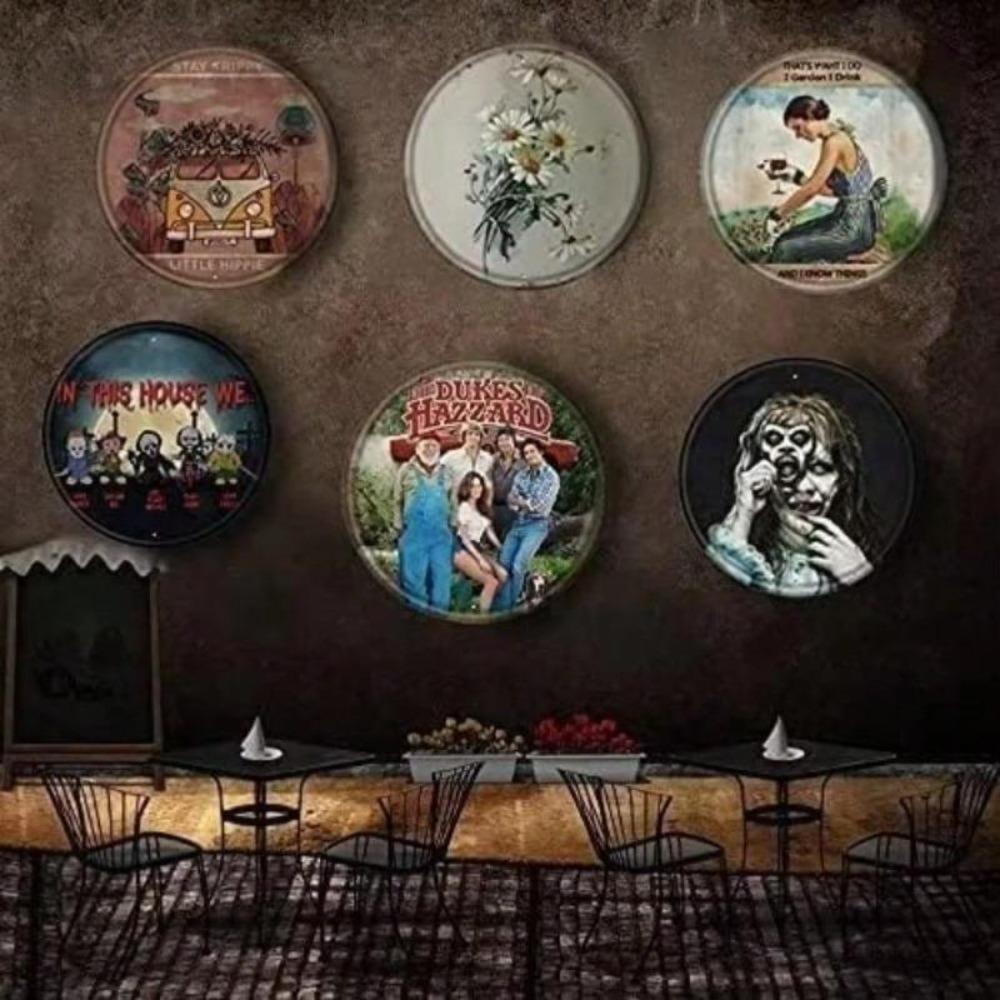 Retro Floral Market Truck Vintage Tin Wall Art