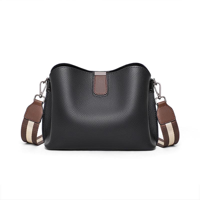Women's 2026 New Style Genuine Leather Crossbody Bucket Bag - High-End Single Shoulder Bag