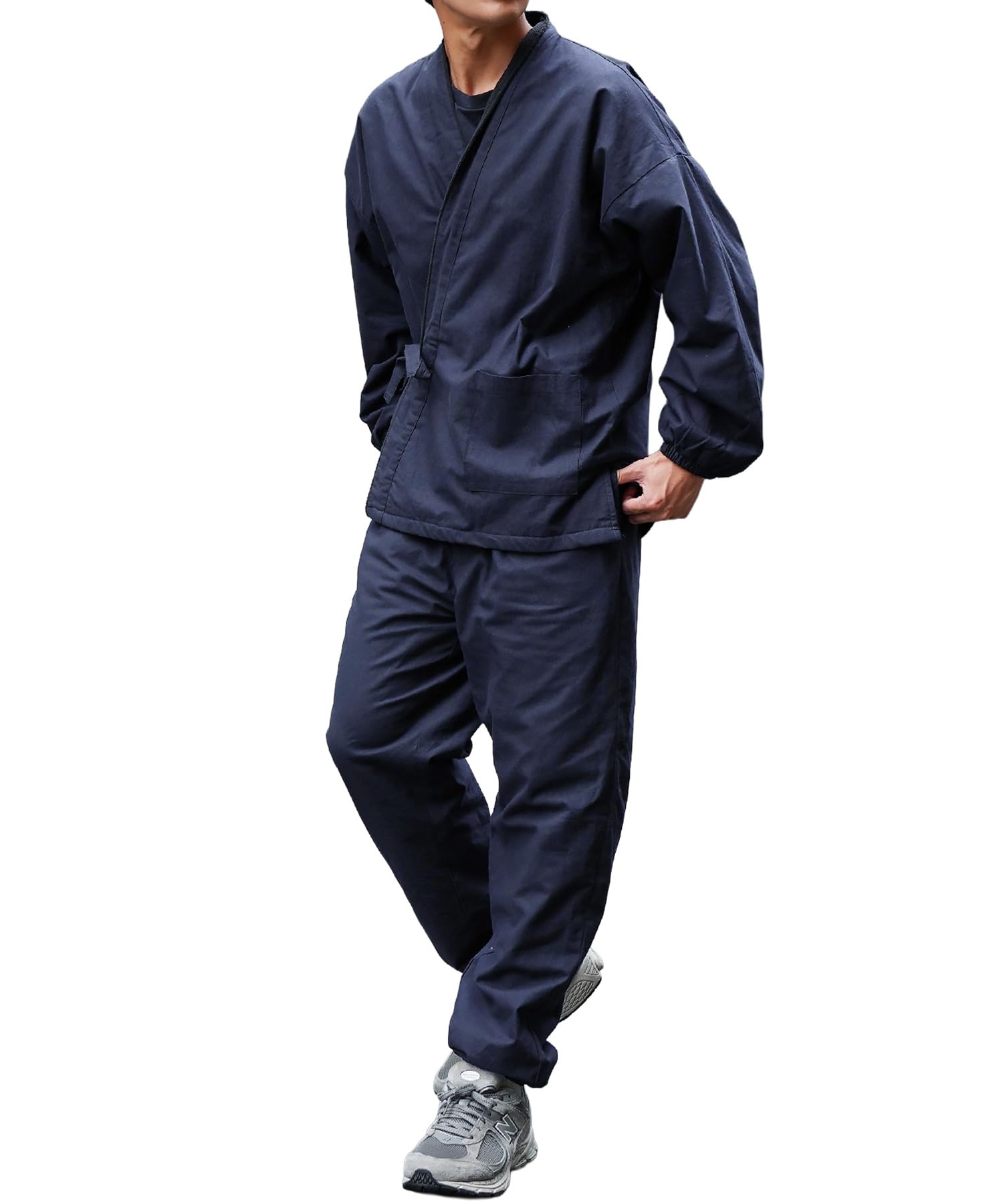 

[JIGGYS SHOP] JIGGYS SHOP Cold Weather Samue | Size M Navy Warm Fleece Washable Workwear Kimono Samue Loungewear One-Mile Wear Loungewear Sleepwear Pa