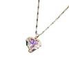 Blue-Purple Crystal Ocean Heart Necklace - Elegant Non-Fading Clavicle Chain