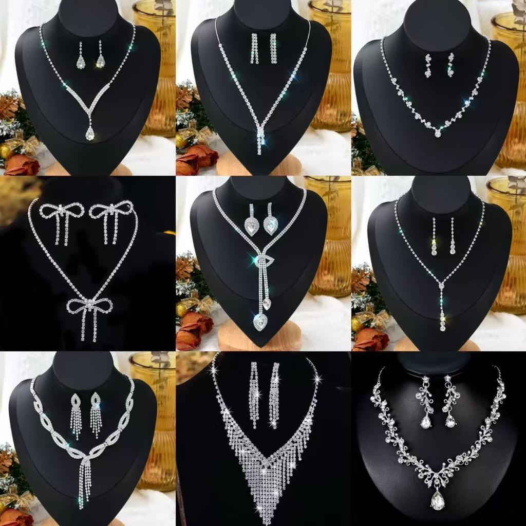 Elegantní mezikontinentální svatební souprava náhrdelníku a náušnic s kamínky