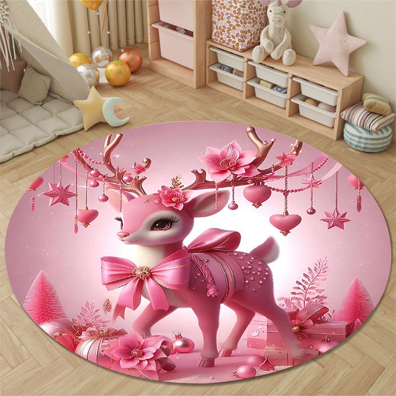 Trendy Round Love Multicolor Rug Pad, Non-Slip Floor Mat for Bathroom