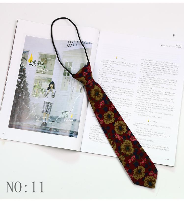 6CM Floral Lazy-tie Rubber Band Neckties For Women College Girls Shirt Uniform Neckwear Korean Style Narrow Knot Free Small Ties