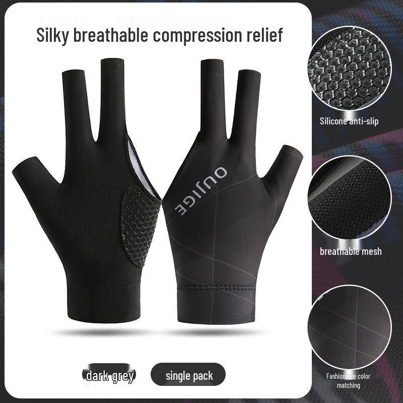 Breathable Non-Slip 3-Finger Billiard Glove - Wear-Resistant, Single Pack