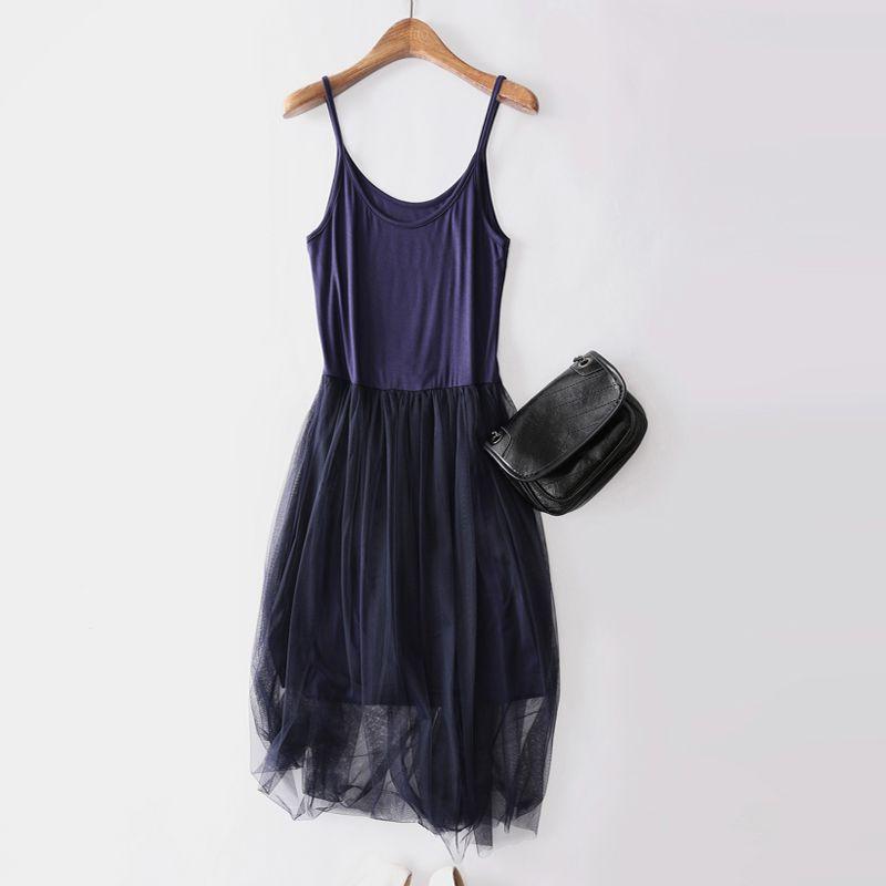 Elegant Women Summer Yarn Splicing Dress Sleeveless Boho Beach Sundress For Casual Wear