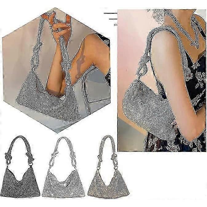 Rhinestone Crossbody Bag For Women Silver Clutch Bag Evening Handbag Purse Sparkly Rhinestone Purses Diamante Clutch Bag For Party Bridal Night Bagrhi