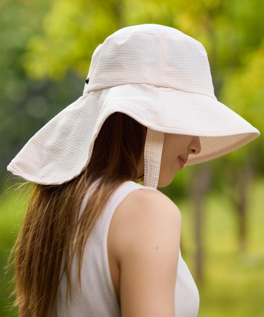 Mimin Gentle Breeze Check Ribbon Hat (Select 1 Of 2)