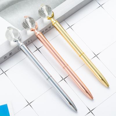 1 Piece Metal Stationery Luxury Spinning Globe Rose Gold Wedding Ballpoint Pen