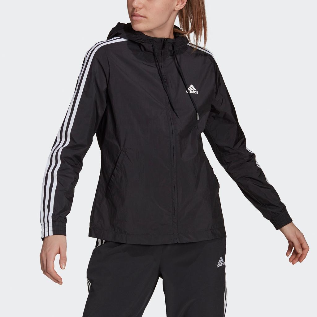 (WMNS) adidas 3-Stripes Hooded Windbreaker Jacket Asia Sizing 'Black White' Women's GR9602