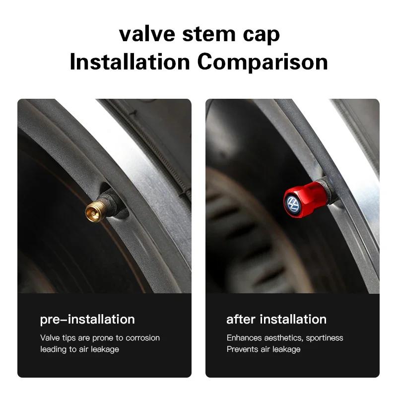 VEMZG1 4Pcs Aluminum Alloy Car Tire Valve Cap Auto Wheel Accessories For VW GTI Polo Passat B6 Golf Tiguan T-ROC Jetta Atlas Beetle CC