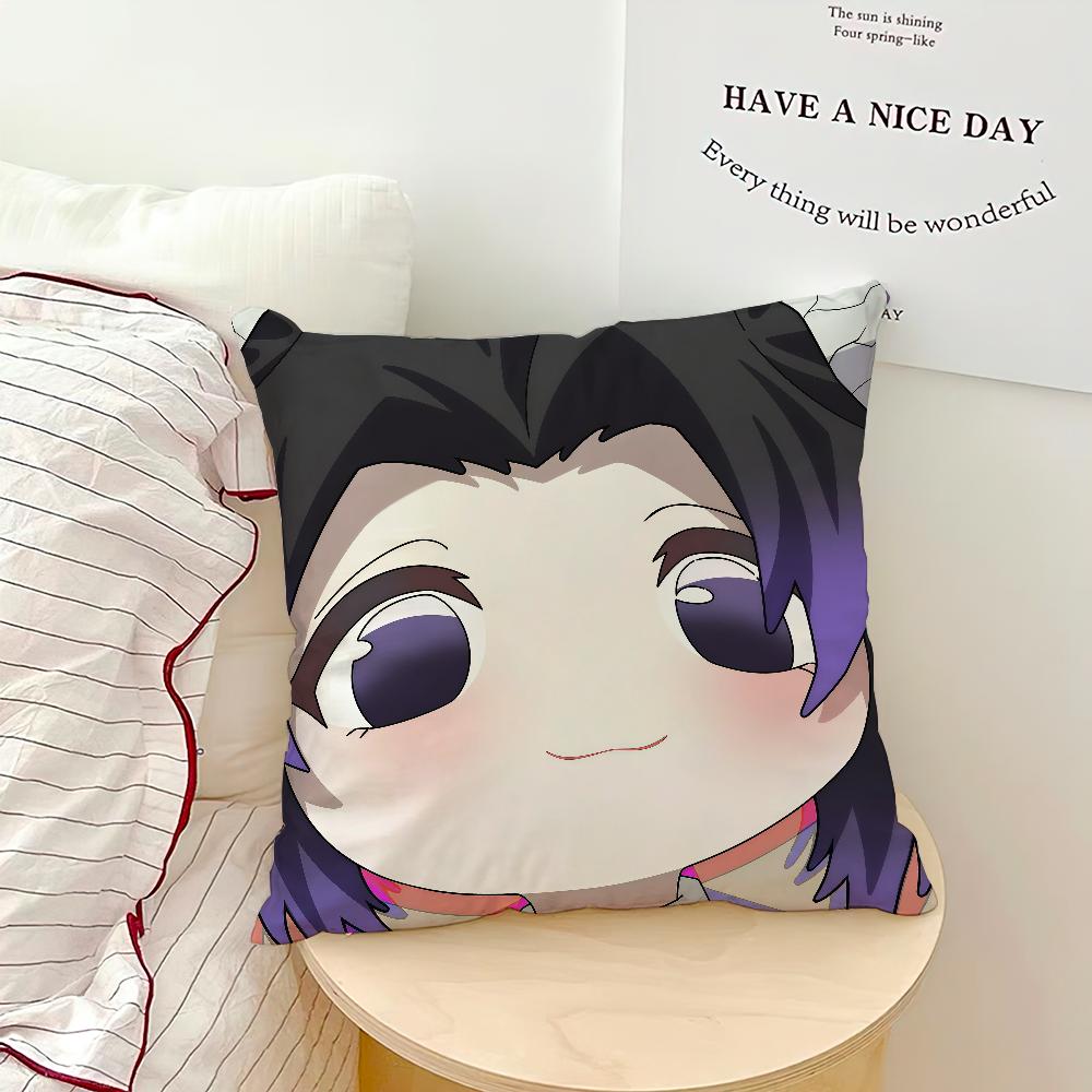 Anime Manga Art Chibi D-Demons S-Slayers Cushion Cover Soft Pillow Case For Sofa Living Room Home Office Decor Protective Covers