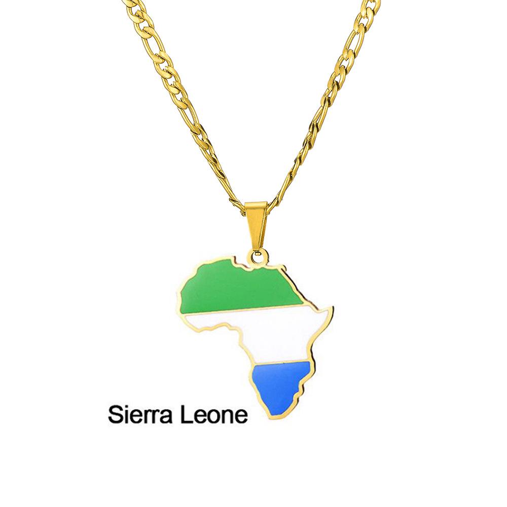 Africká mapa Hip-Hop nerezový náhrdelník: Nigérie, Somálsko, Angola Design