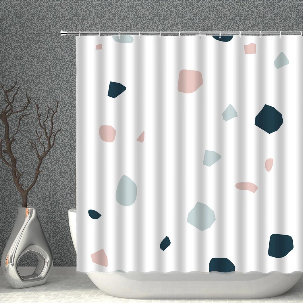 

Solid Color Shower Curtain Waterproof Polyester Simple Style Stones White Print Cloth Bath Curtains Multisize Bathroom Screen W90XH180cm