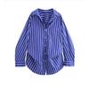ZA Autumn New Women's Clothing ZR Fashion Wind Export Fashion Stripes Lapel Long Sleeves Shirt 2020458