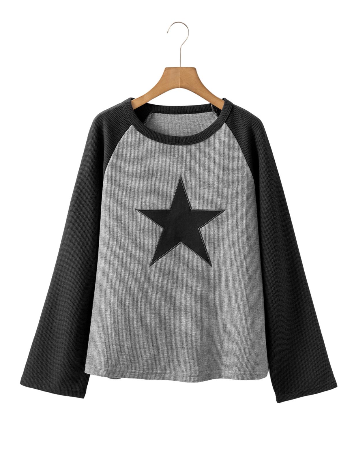 

Женский свитшот Shi Ying Sen с цветными блоками и принтом звезд, длинный рукав S серый