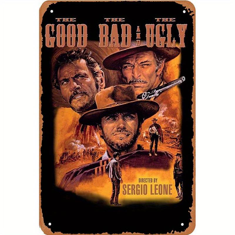 Decor Cameră The Good The BadThe Ugly Semn Metalic Vintage Cutie de Conservă Poster Film Clasic Western Artă de Perete din Fier Rustic pentru Bărbat