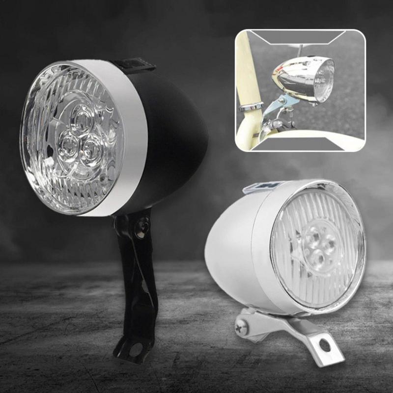 1PC Night Riding Safety Warning Light Retro Bicycle Headlights ABS 3LED Battery Powered Bike Front Lamps Riding Accessories