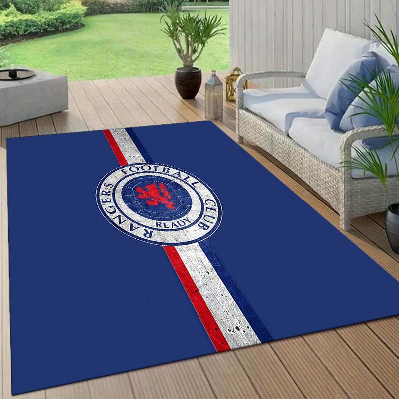 Rangers FC Flannel Pattern Square Carpet,Area Rug,Carpet Rug for Living Room Bedroom Sofa Playroom Decor,Non-slip Floor Mat