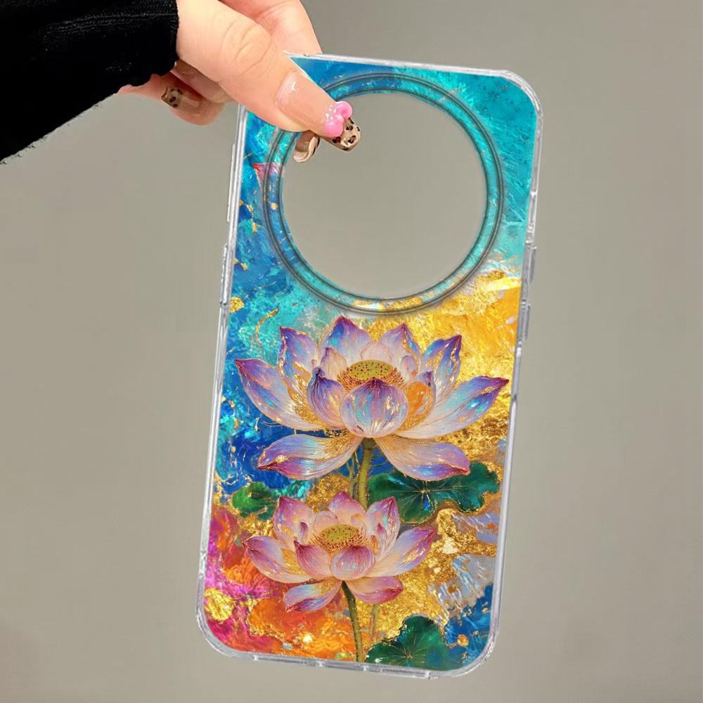 For Honor 400 Pro Magic7 200 Lite X9a X8c X9b X7d X9c X8a X8b X6c X6b Pink Lotus Flower Glitter Korean Women Phone Case Cover