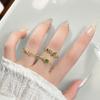 Court Style Retro Olive Green Zircon Colored Treasure Open Ring Ring Simple Light Luxury Niche Design Stacked Ring Woman
