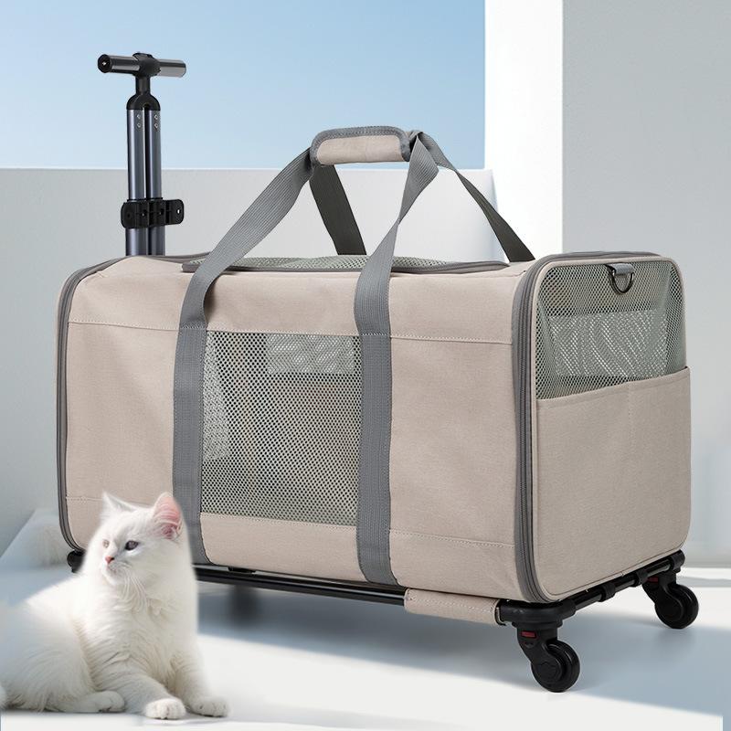 Oxford Fabric New Upgraded Single Box Pet Rolling Luggage Foldable Large Capacity Breathable Portable Handheld Carrier For Cat