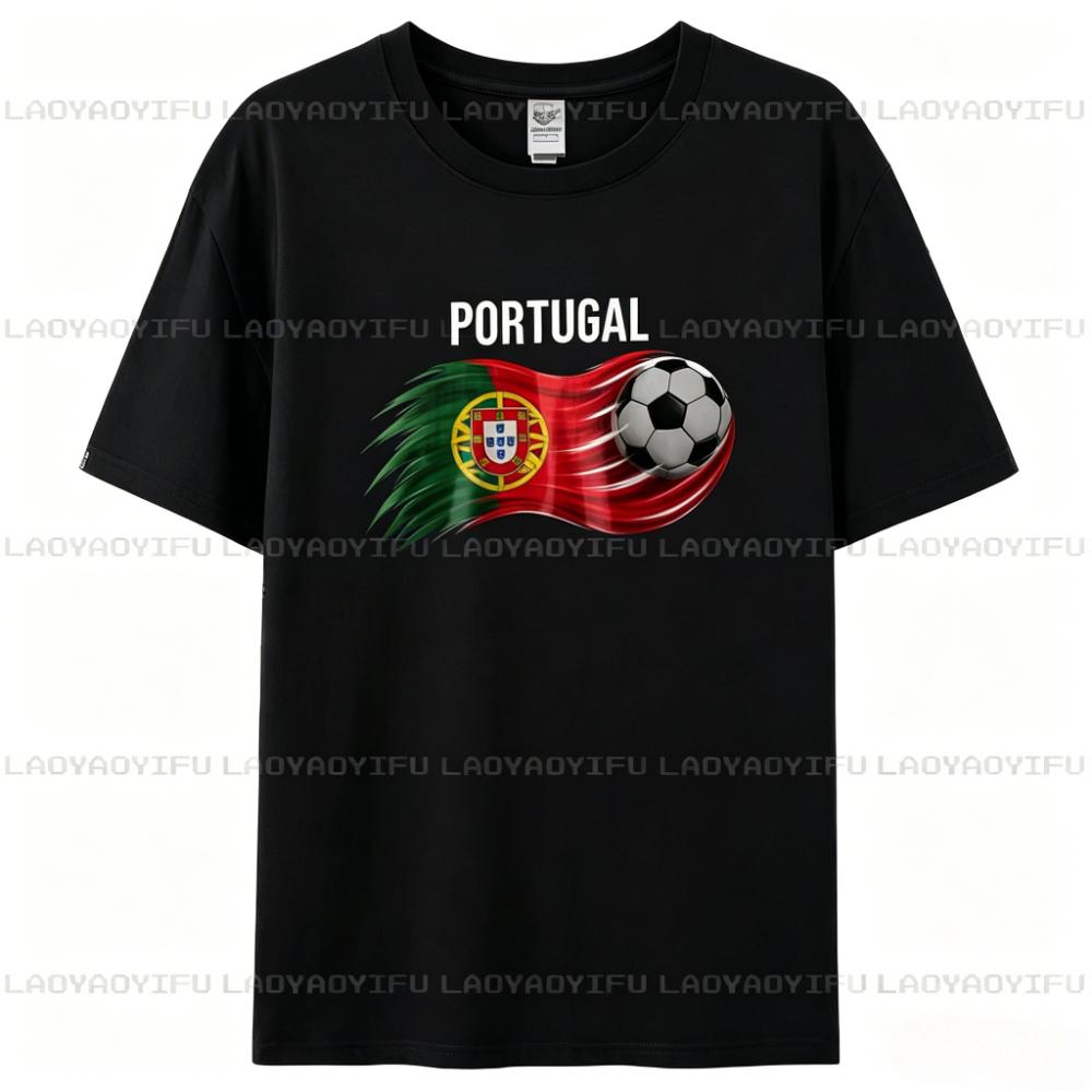 Patriotic Portugal Flag Soccer Fan Tee Portugal Soccer Lover Gift Tee Soccer Part Supplies Clothing Men Women Unisex Cotton Tops S