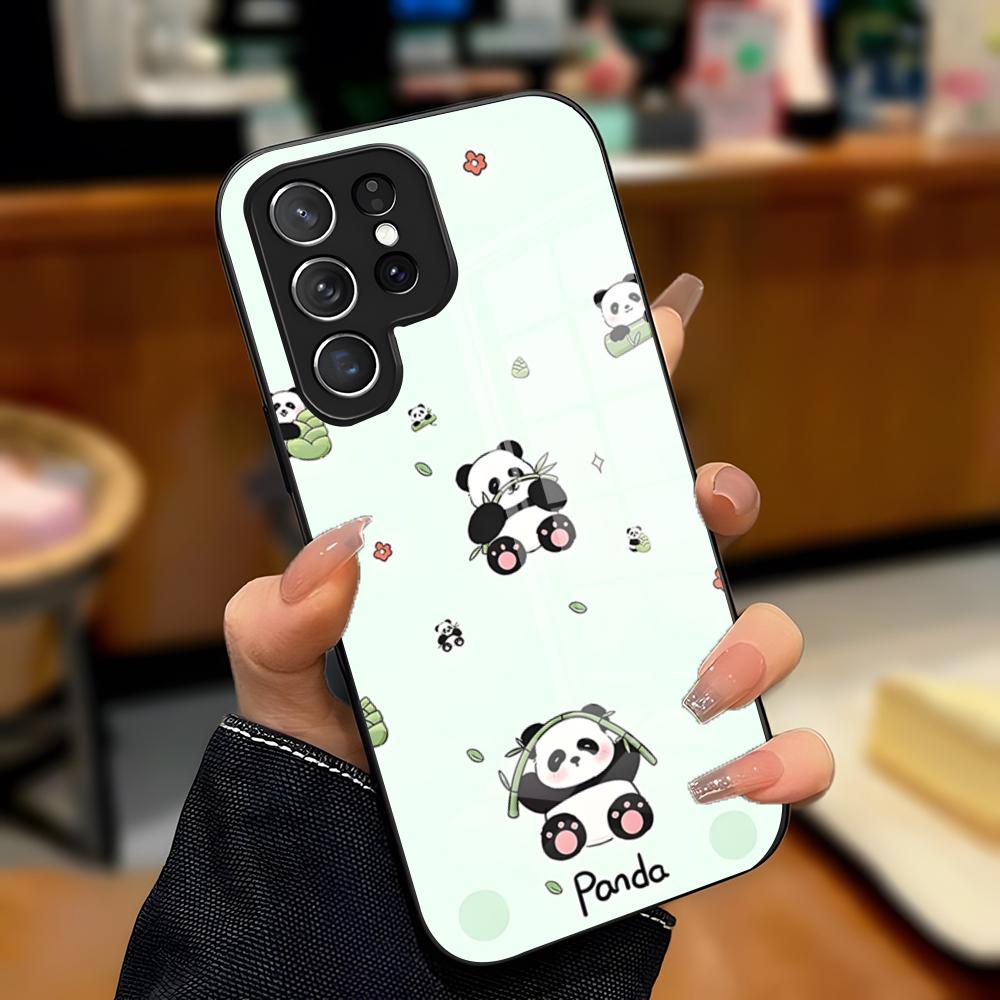 Cute Panda Phone Case For Samsung A25 A13 A33 5G A54 A36 A35 A56 A52 A14 Shockproof Glass Cover