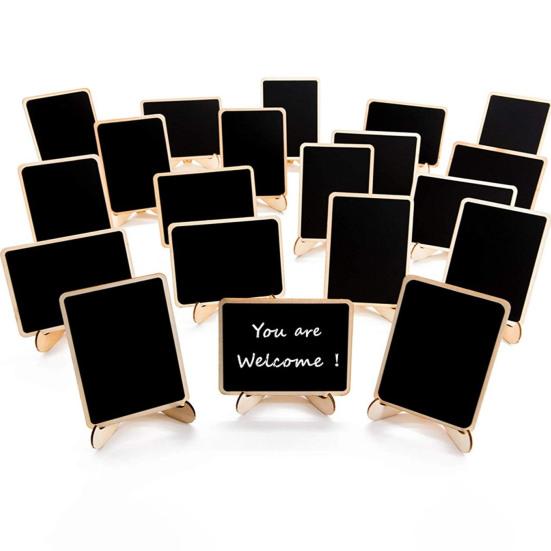 Mini Chalkboard with Stand Reusable Small Blackboard Ornament Erasable Wooden Message Board Sign Desktop Decoration