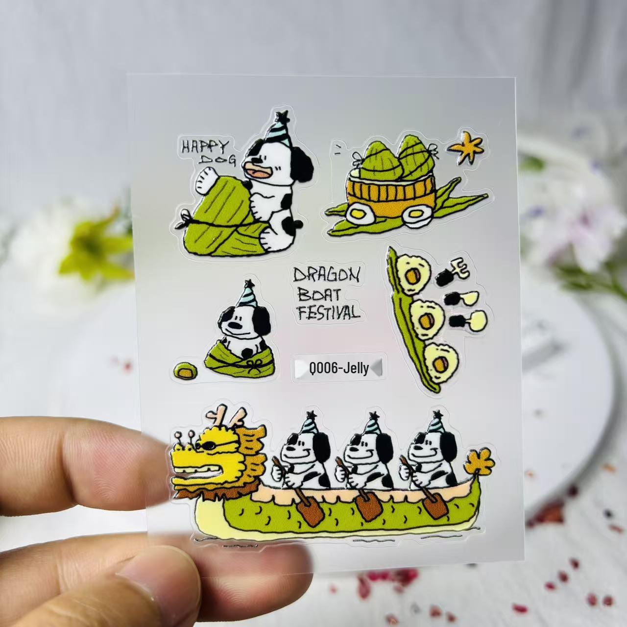 

Dragon Boat Cute Nail Art & Journal Stickers: Cat & Dog Design, Decorate Phone Cases, Waterproof BG006