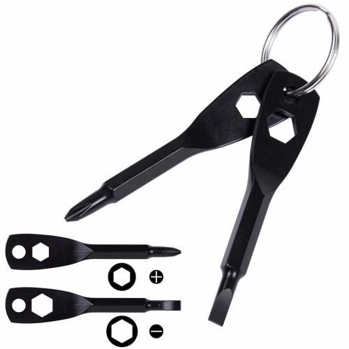 Wisdompro Screwdriver Keychain, Phillips and Flathead EDC Multi-Tool, Mini Size, Portable, Set of 2 Screwdrivers, Black