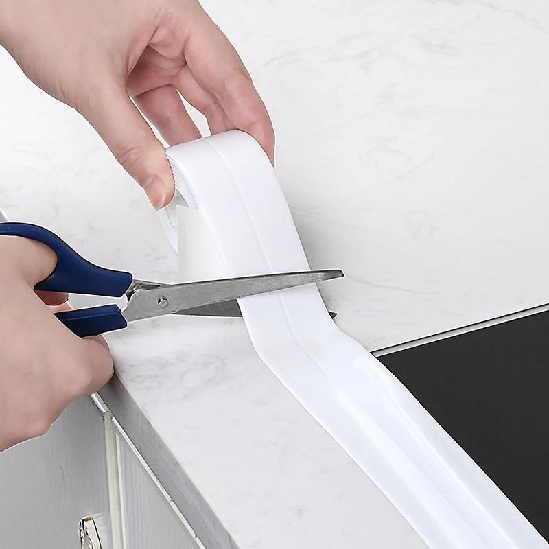 Bathroom Shower Sink Bath Sealing Strip Tape White PVC Self Adhesive Waterproof Wall Sticker for Bathroom Kitchen
