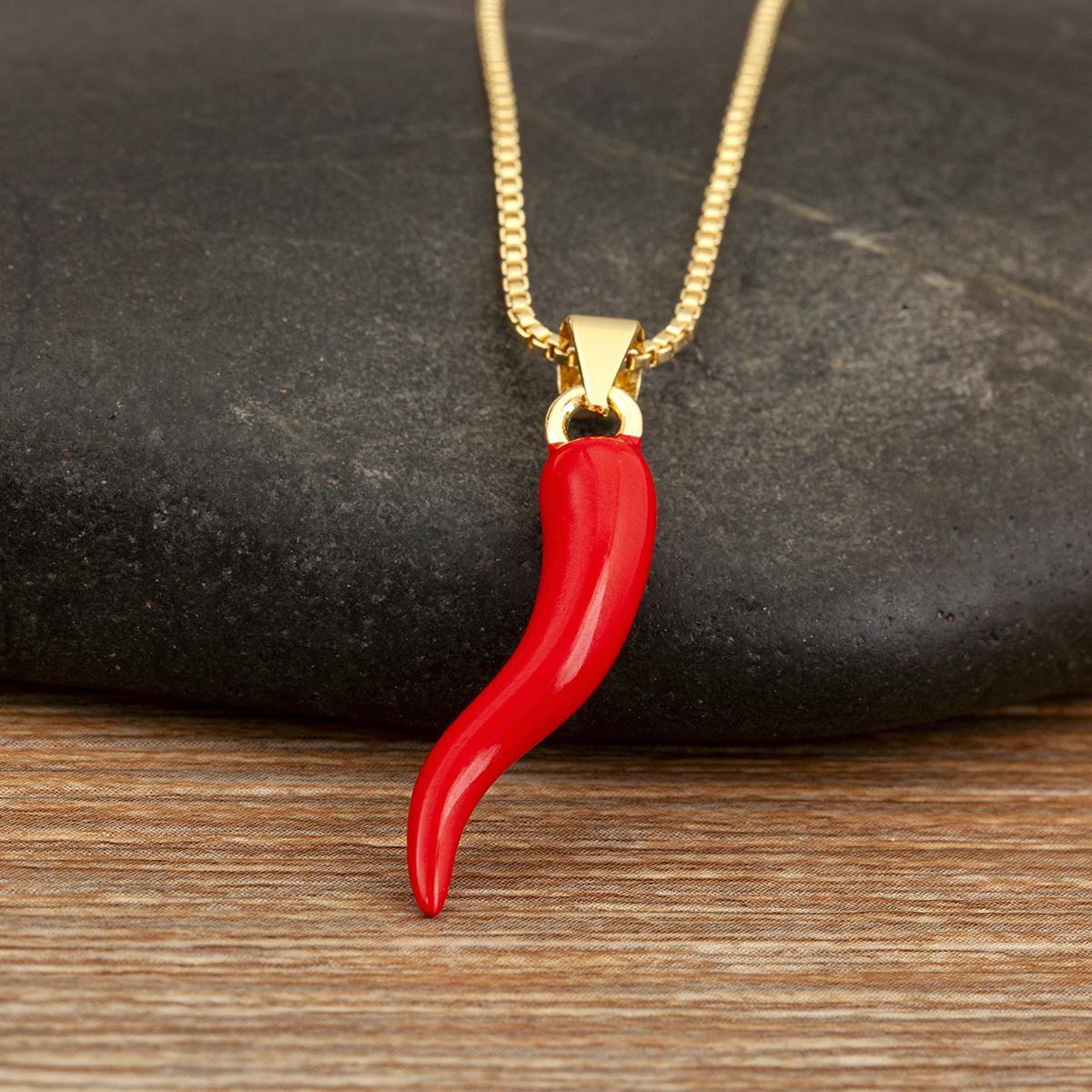 

Nidin New Fashion Chili Charms Pendant Necklace For Women Female Multi Colors DIY Chain Link Jewelry Birthday Party Gifts красный
