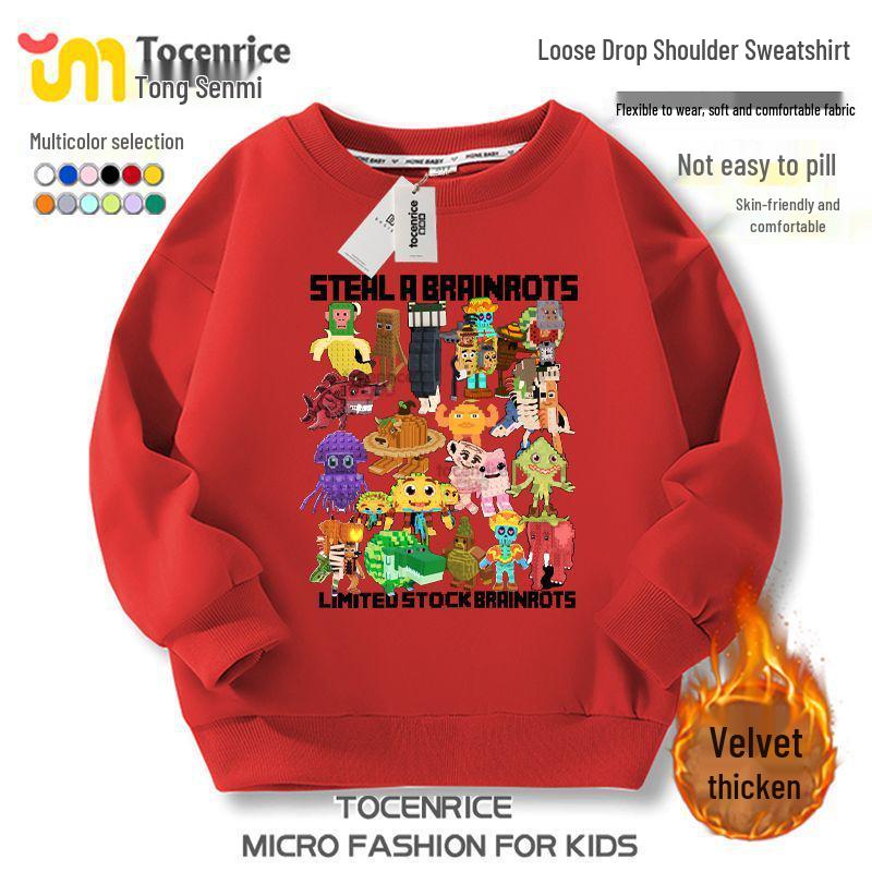 Roblox Shanhaijing Boys' & Girls' Round Neck Plus Velvet Hoodie