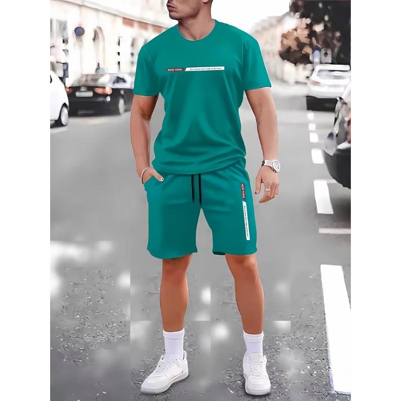 

Summer Men s Casual Suit Men s Street Fashion T-shirt Shorts Two-piece Set Men s Lightweight Breathable Sportswear 4XL