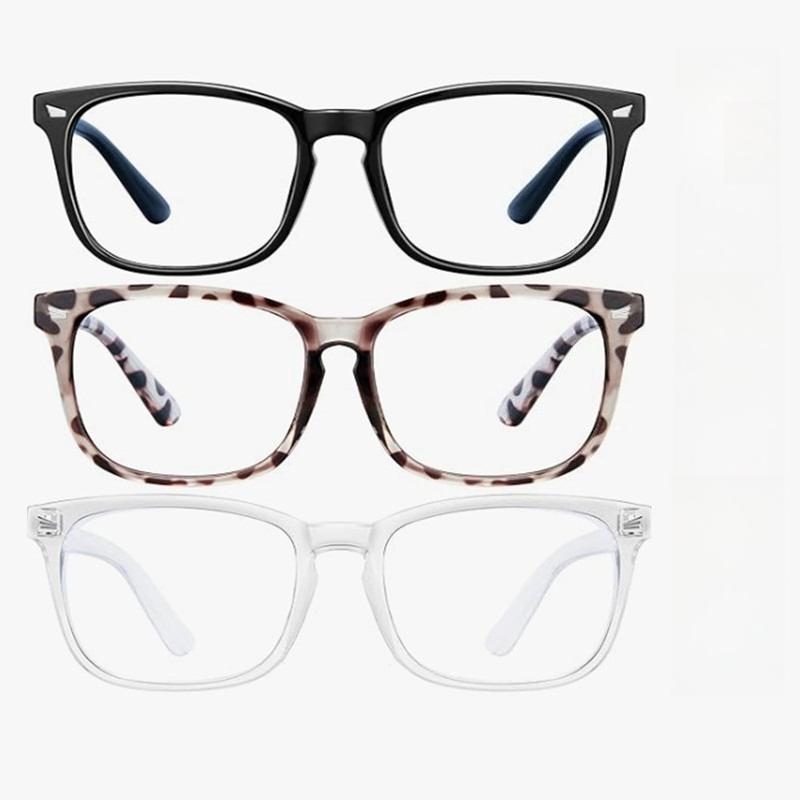 2 Pairs of Unisex Square Light Blue Computer Goggles Anti Blue Light Blocking Glasses Retro Style