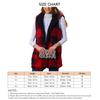 Women Sleeveless Fleece Vest Hooded Plaid Open Front Loose Fit Outerwear Coat Vest Red L