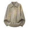 Light Luxury Casual Half Zip Mock Neck Long Sleeve Knit Top Men Jacket Coat Fashion Inner Base Layer