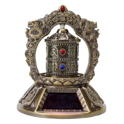 Solar Powered Tibetan Prayer Wheel Solar Buddhas Scriptures Prayer Wheel Car Ornament for Relaxation,Meditations,Blessing