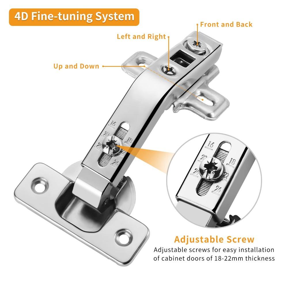 2pcs Hydraulic Cabinet Hinges Stainless Steel Cabinet Hardware Lazy Susan Hinge Cupboard
