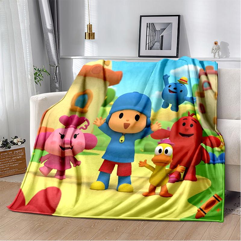 Coperta Cartone Animato 3D Divertente P-Pocoyo Elly Pato, Morbida Coperta da Lancio per Casa Camera da Letto Letto Divano Picnic Viaggio Ufficio Copertura Regalo per Bambini