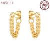 S925 Sterling Silver Minimalist Chain Hoop Earrings - European & American Niche Fashion