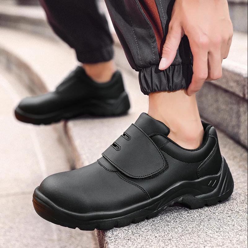 

men fashion steel toe caps work safety shoes soft leather security boots black white worker safe sneakers protective footwear 275 чёрный