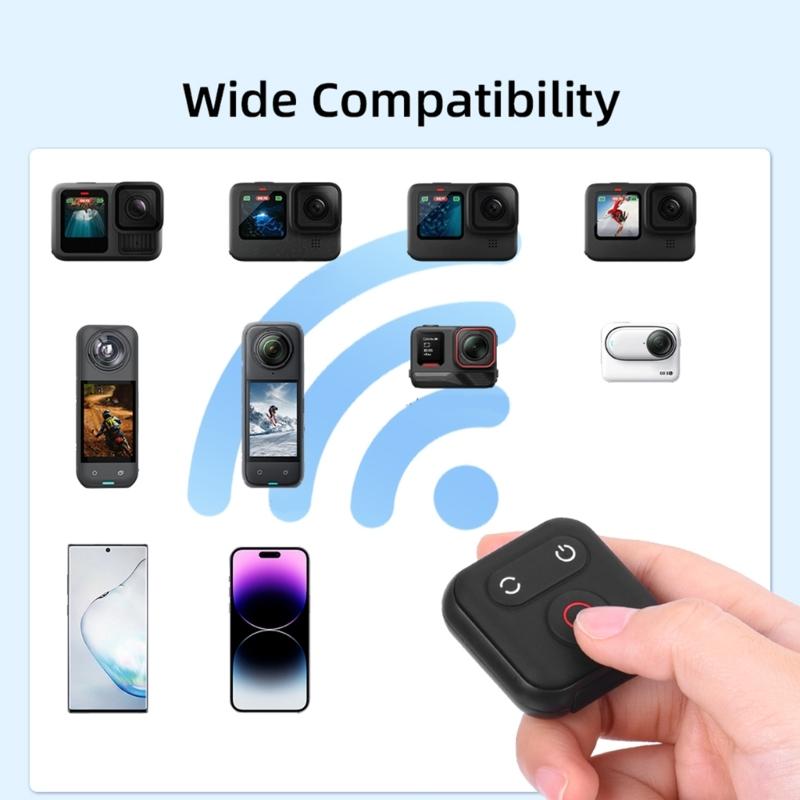 Portable Bluetooth-compatible Remote Controls for Action Cameras Comfortable Grip Easy Operation During Sports and Travel