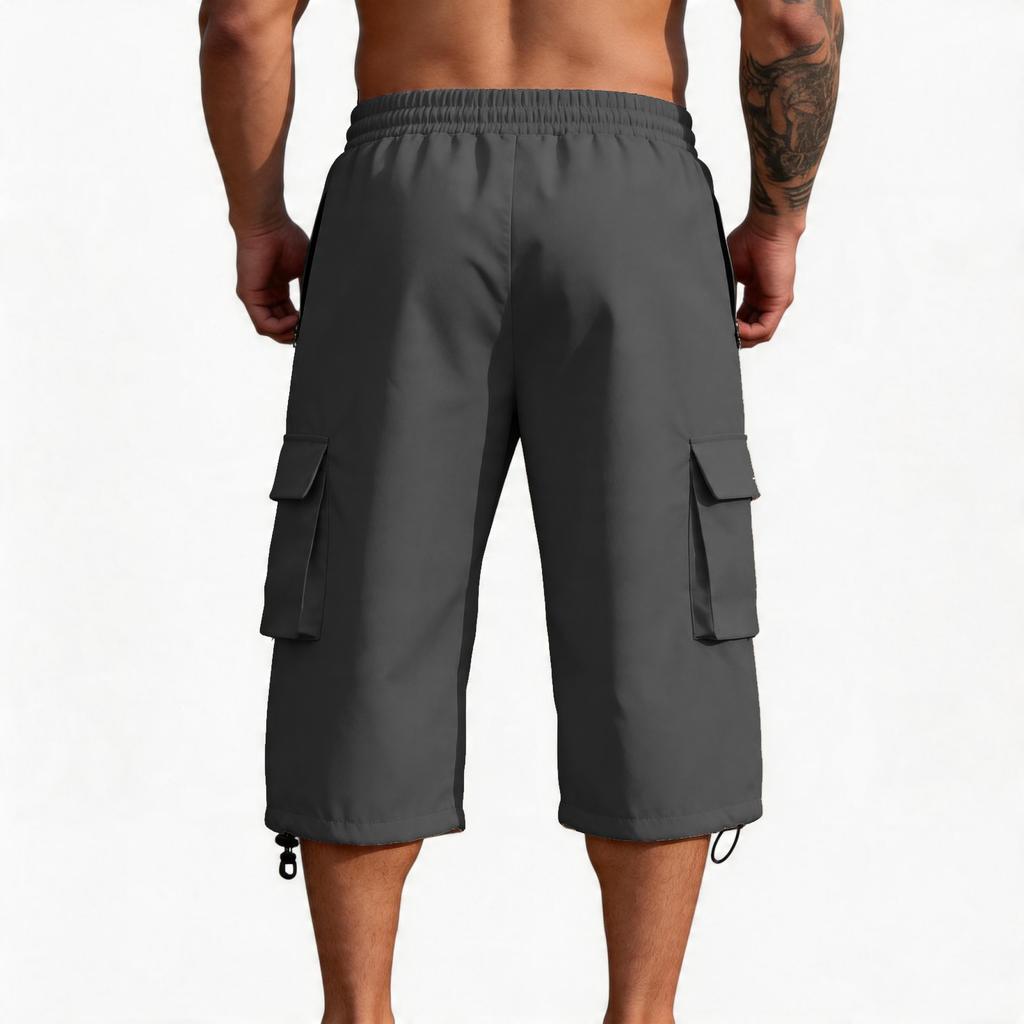Men's Casual And Fashionable Lace-up Lightweight Sports Shorts - Men's Loose Multi-pocket Work Pants